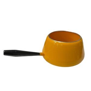 Vintage Yellow Saucepan with Black Handle - Fondue Melting Pot